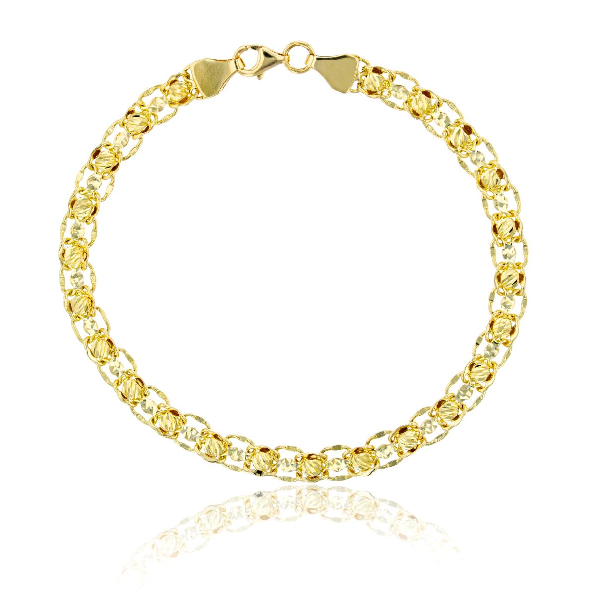 10K Yellow Gold Diamond Cut Beads Linked Bracelet