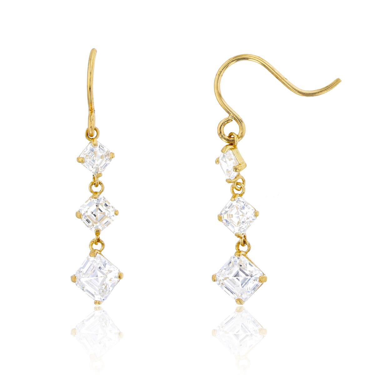 10K Yellow Gold 3.5/4/5mm PR CZ Graduated Flexy SQ-Linked Earring