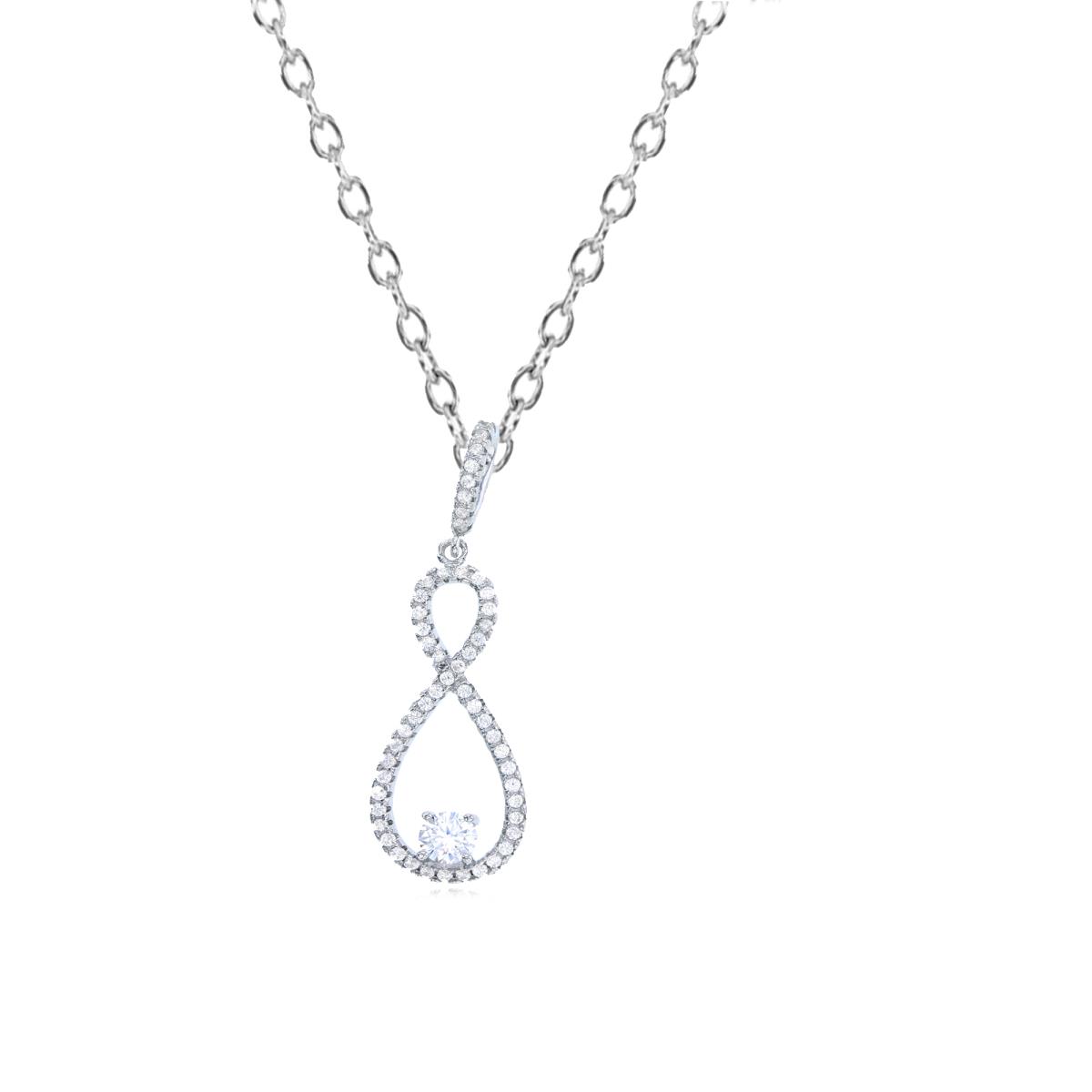 Sterling Silver Rhodium Pave Infinity 18" Necklace