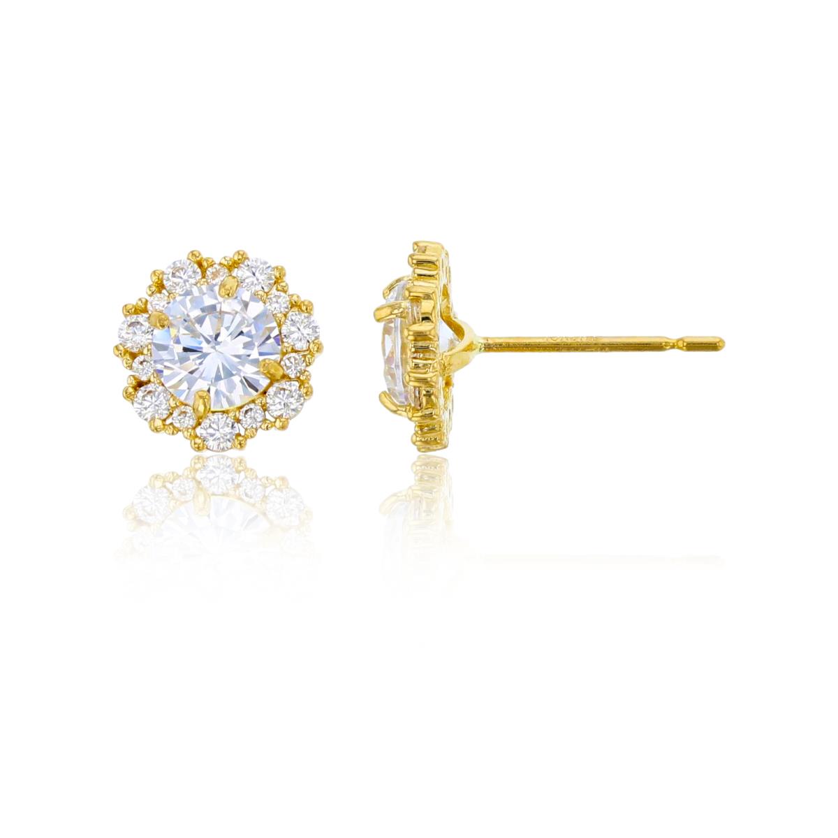 10K Yellow Gold 5mm Rnd CZ Flower Studs