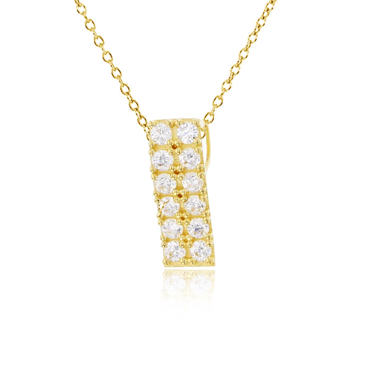 10K Yellow Gold Rnd CZ Vertical Bar 18"Necklace