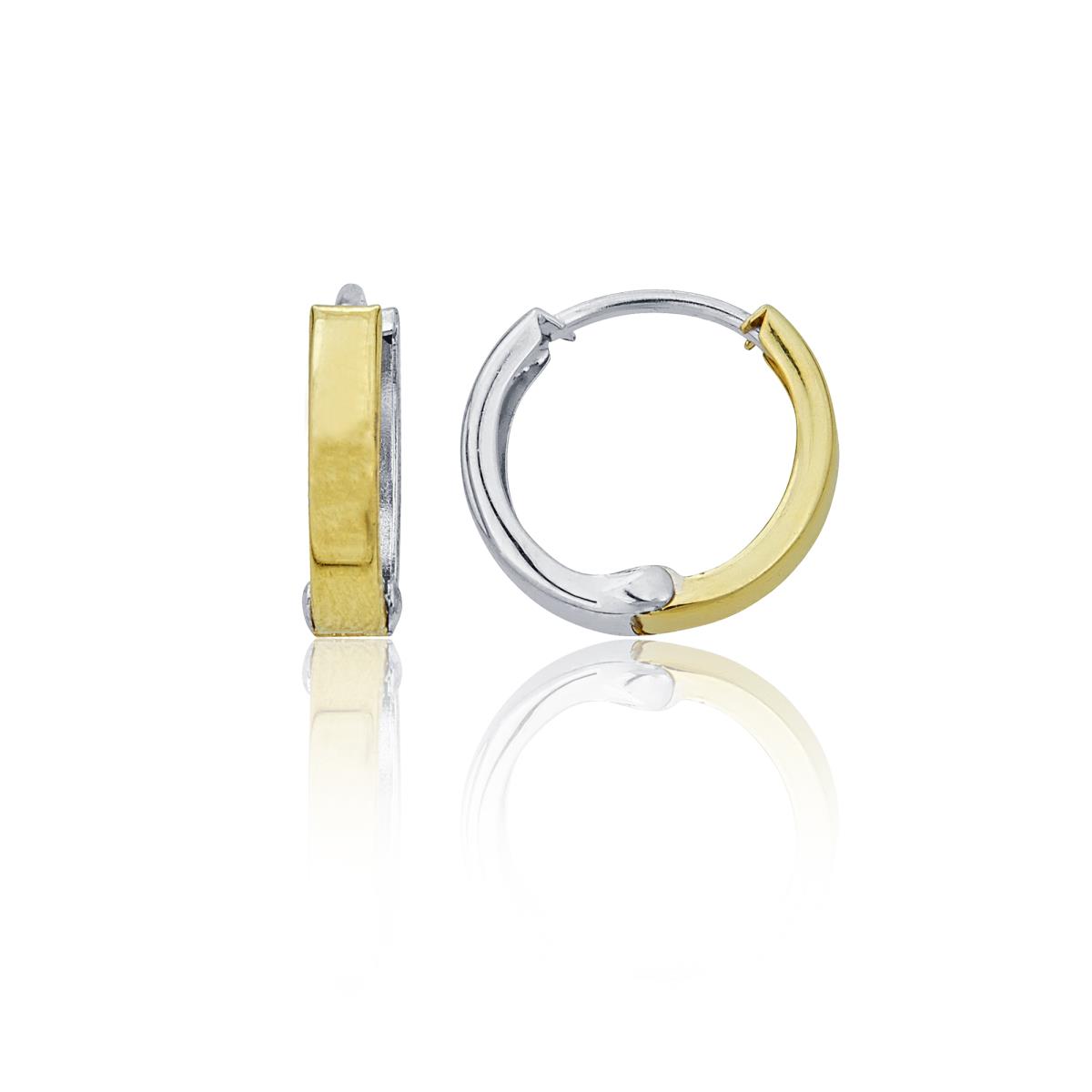 10K Two-Tone Gold Reversible High Polished 2.50x13.00mm Huggie Earring