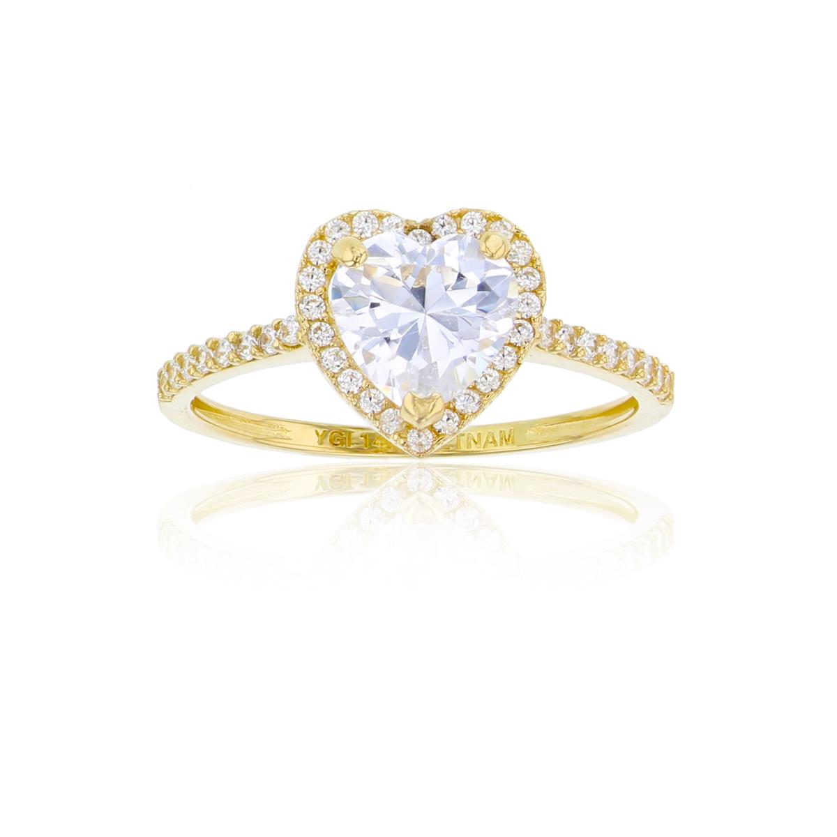 10K Yellow Gold 7mm HS CZ Center/Rnd CZ Side Anniversary Halo Ring