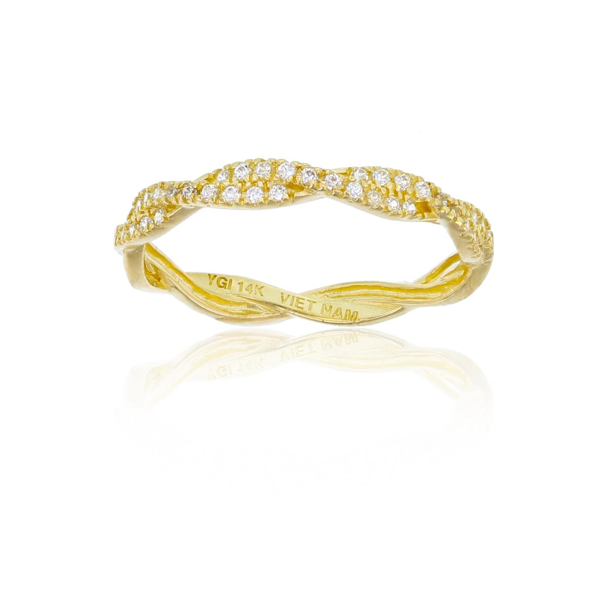 10K Yellow Gold Rnd CZ Twisted Band Ring