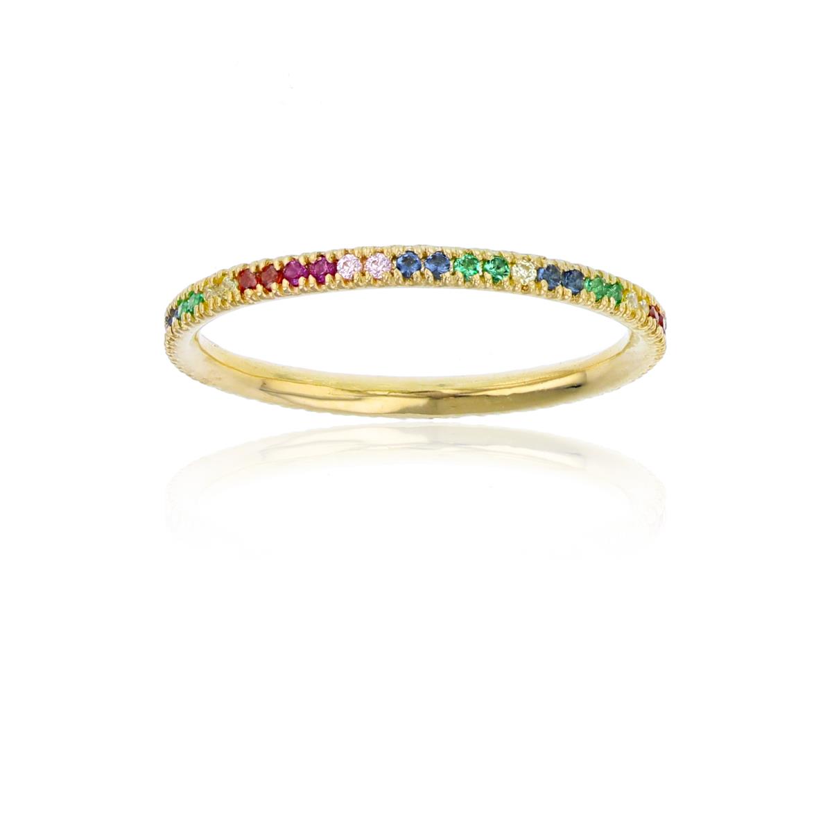14K Yellow Gold 1mm Rnd Multicolor CZ Eternity Ring