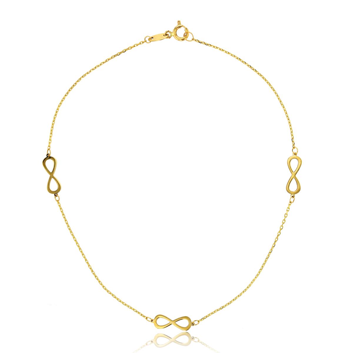 14K Yellow Gold Polished Infinity 10" Anklet