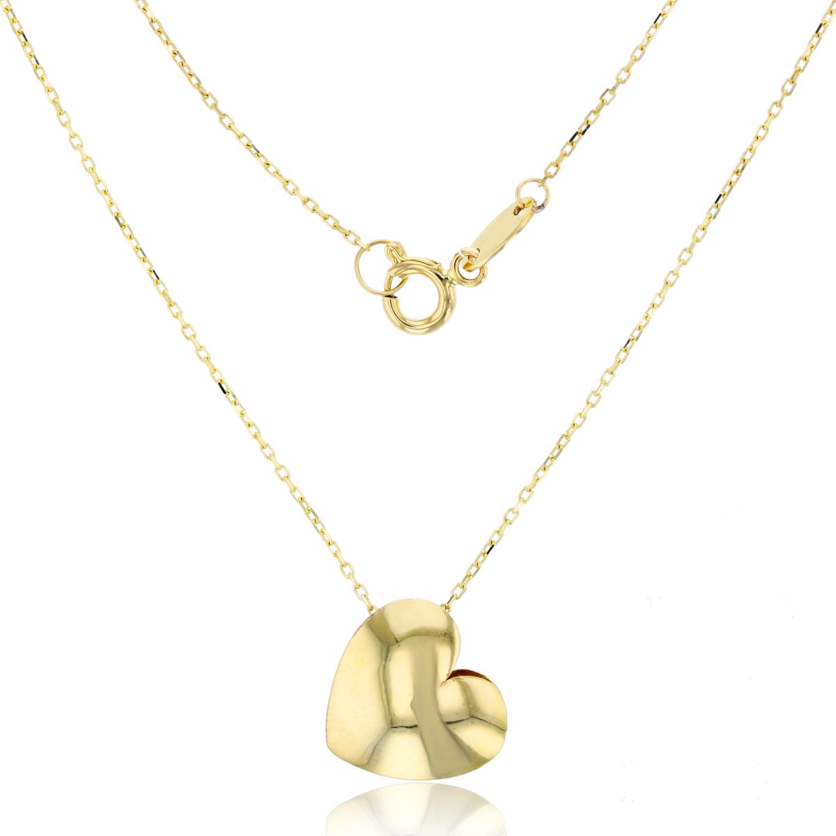 14K Yellow Gold Polished Heart 18" Necklace