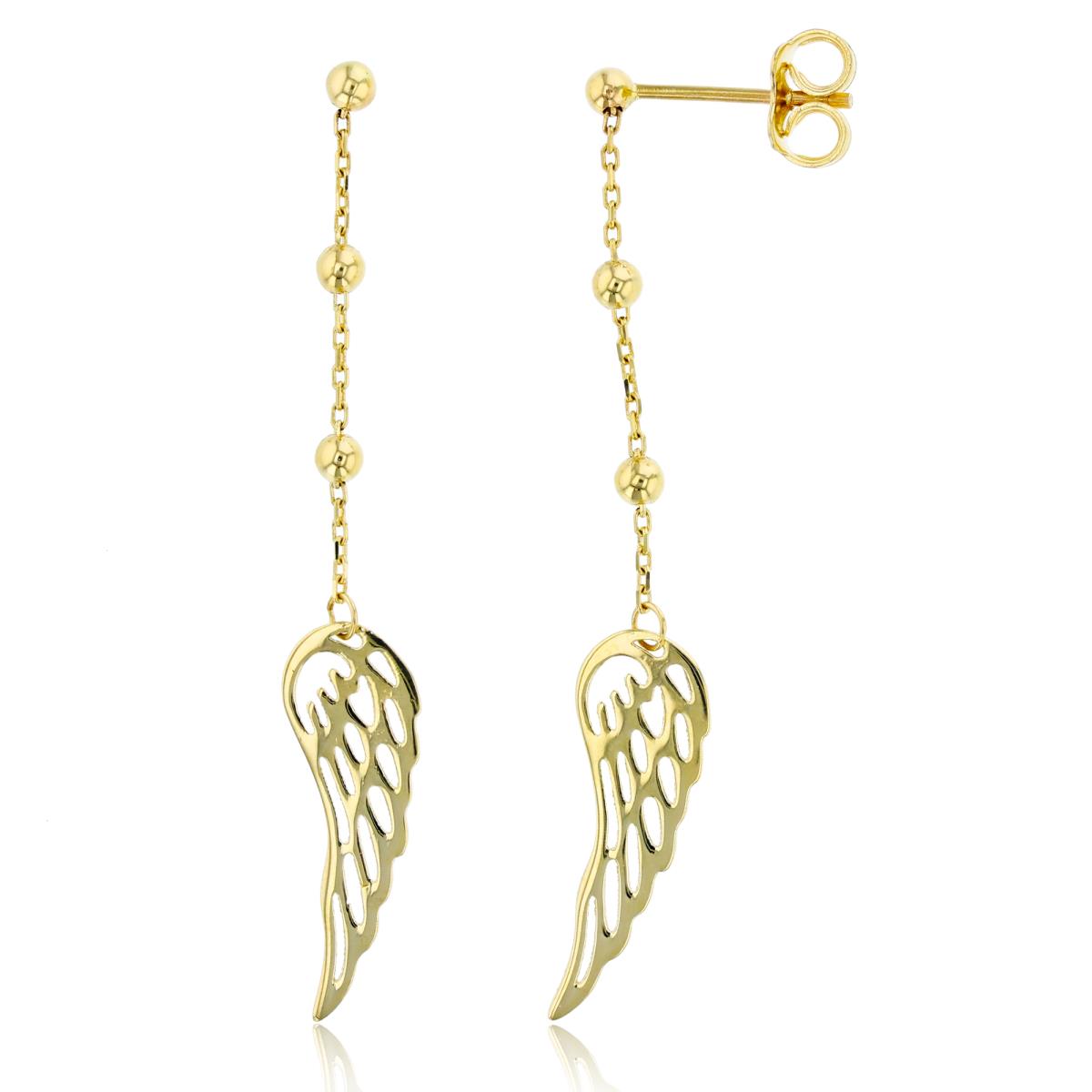 10K Yellow Gold Polished Wings Dangling Earring