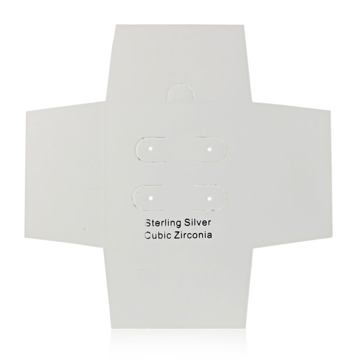 Sterling Silver Cubic Zirconia 64x64x43mm Art Paper 2 Pairs of Huggies Box Insert