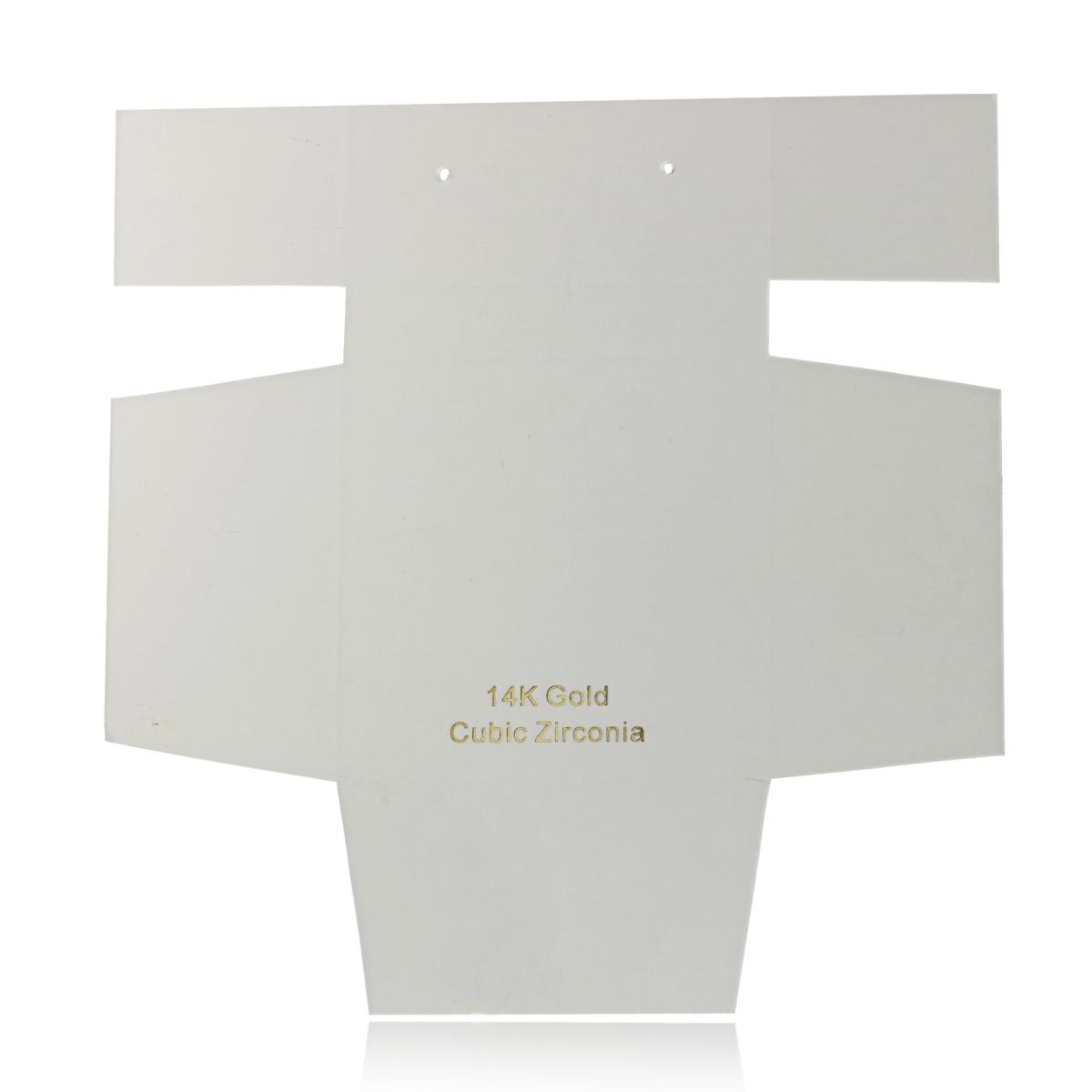 14K Gold Cubic Zirconia 64x64x43mm Art Paper 1 Pair of Huggies Box Insert