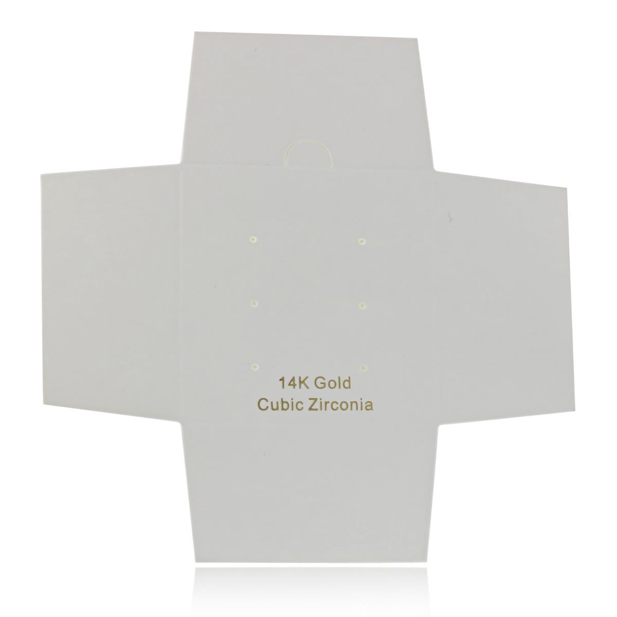 14K Gold Cubic Zirconia 64x64x43mm Art Paper 3 Pairs of Studs Box Insert
