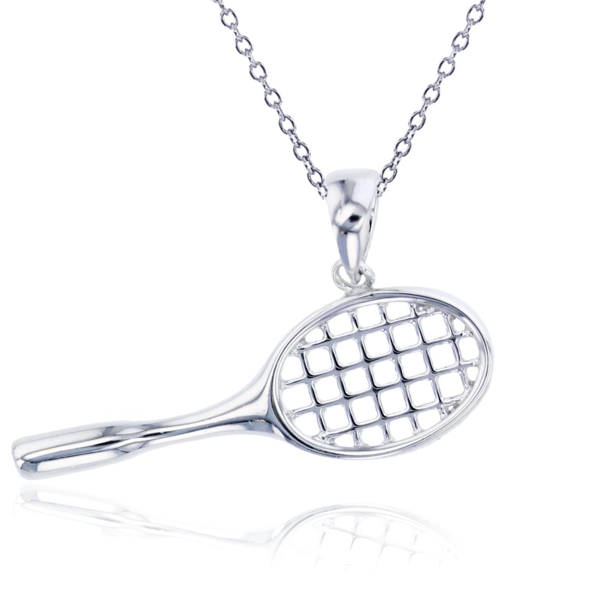 Sterling Silver Tennis Racket 18" Necklace
