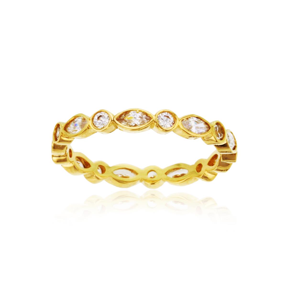 14K Yellow Gold 3.5mm Alternating Round & Marquise CZ Eternity Ring