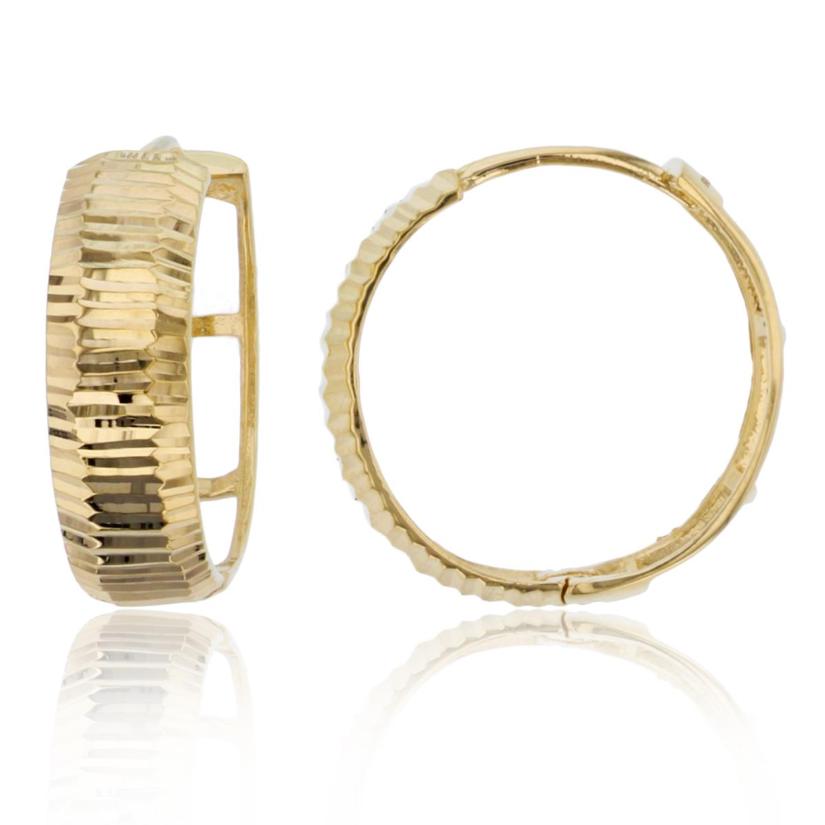 10K Yellow Gold 19x6mm Diamond Cut Hoop Earring