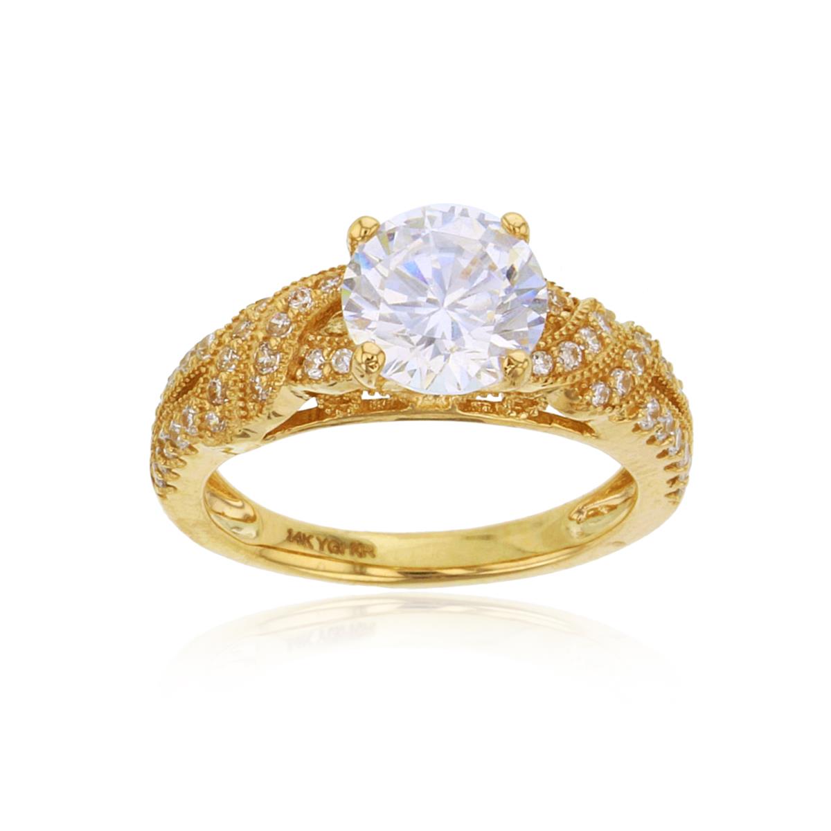 10K Yellow Gold 8mm Rd Cut Twist Sides Cathedral Engagement Ring