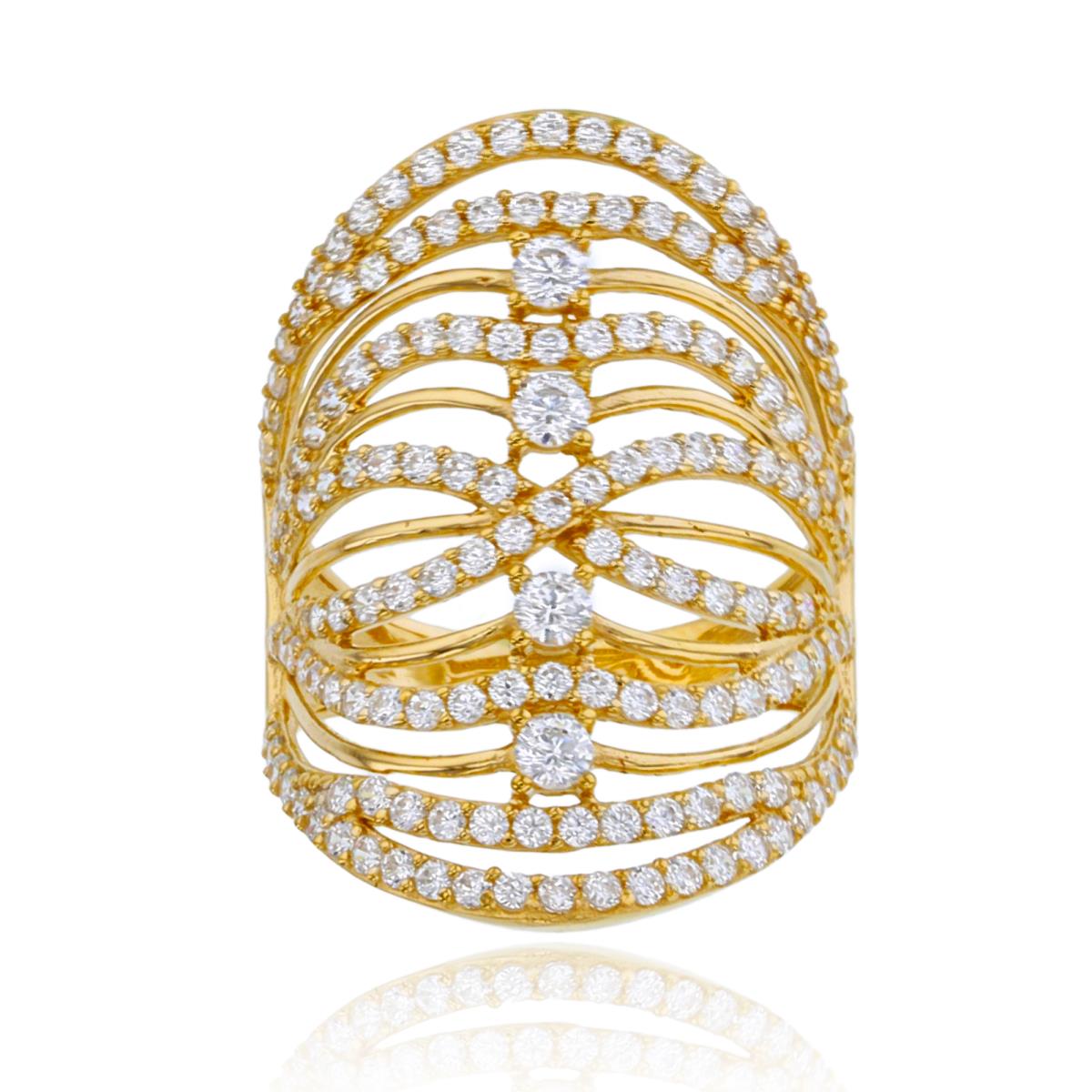 10K Yellow Gold Paved Multi Row 29mm Wide Fashion Ring