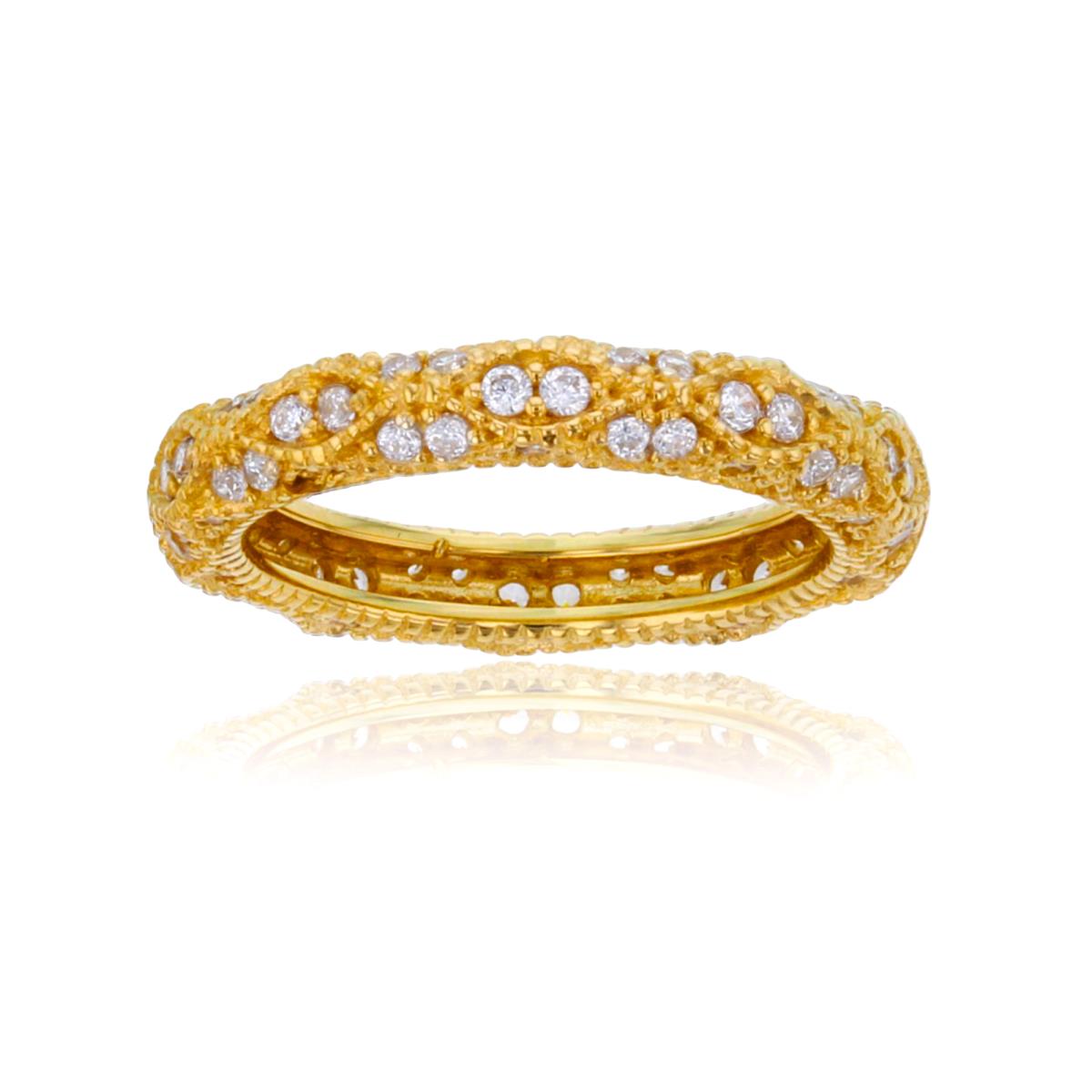 10K Yellow Gold Milgrain Honeycomb Eternity Ring