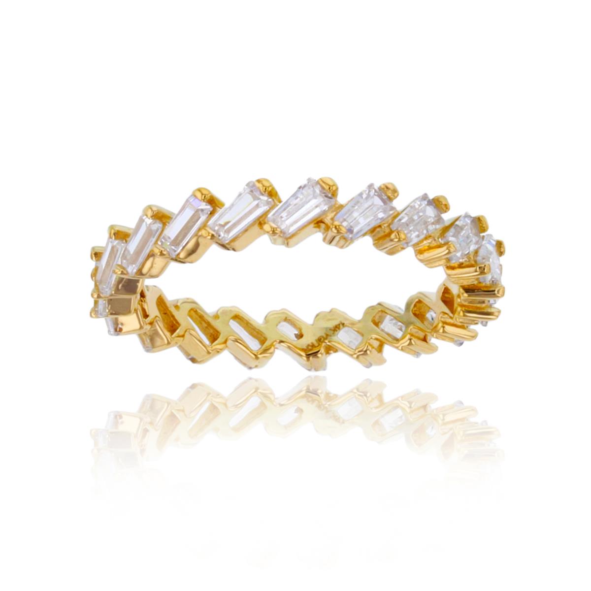 14K Yellow Gold Tilted Baguette CZ Eternity Ring