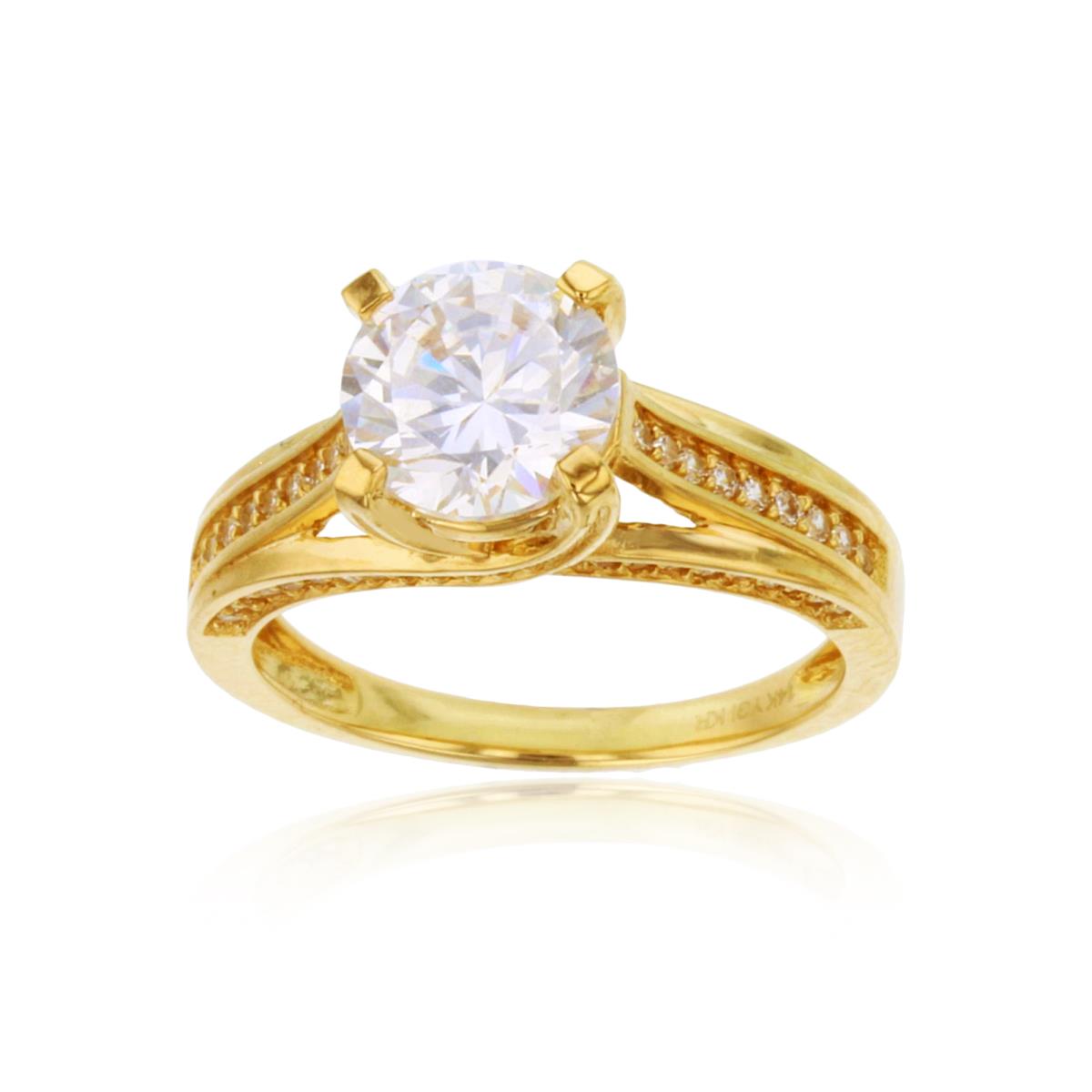 10K Yellow Gold 8mm Round Cut CZ Twisted Shank Engagement Ring