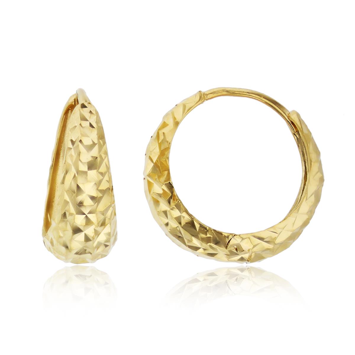 14K Yellow Gold Diamond Cut Graduated Huggie Earring