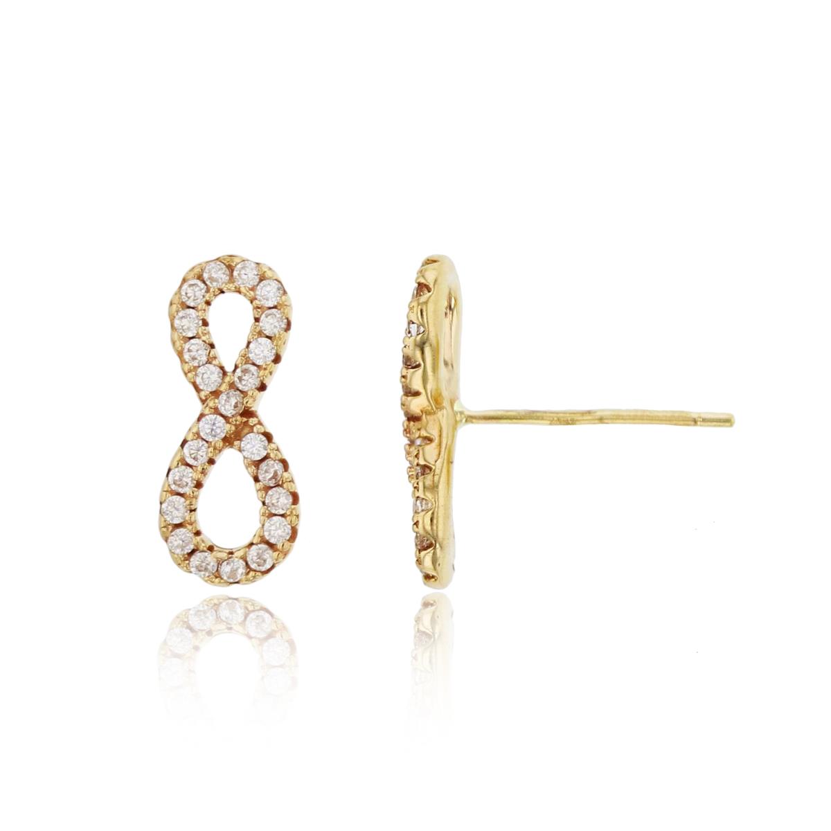 14K Yellow Gold Micropave Infinity Stud Earring (No Back)