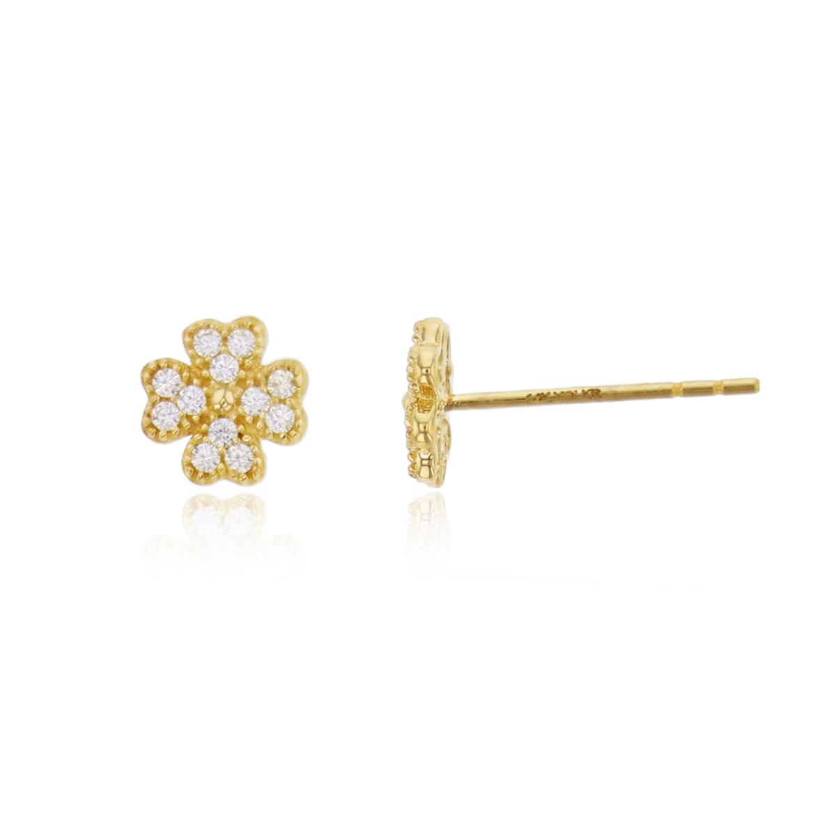 14K Yellow Gold 6mm Flower Stud Earring (No Back)