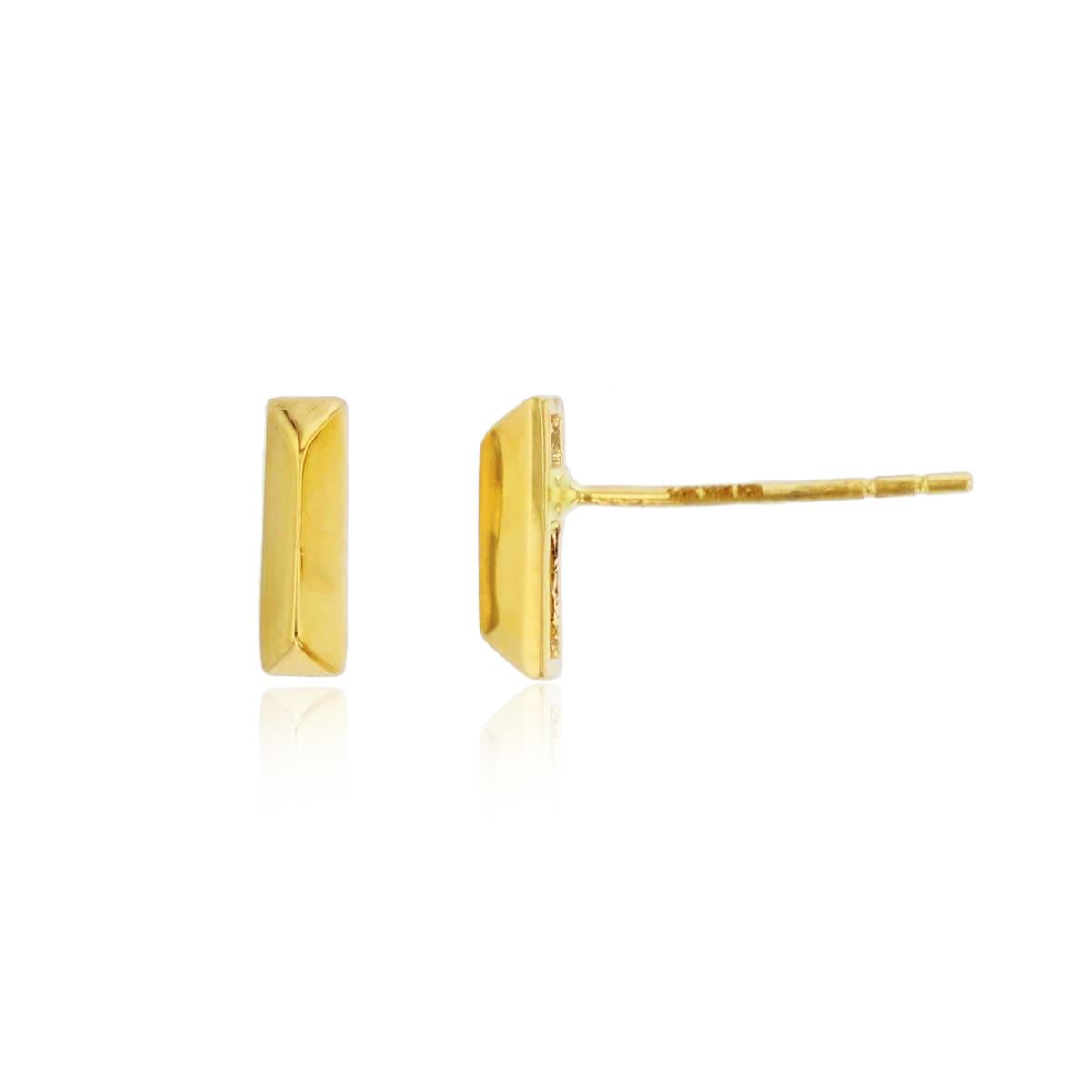 14K Yellow Gold Polished 8x2mm Bar Stud Earring (No Back)