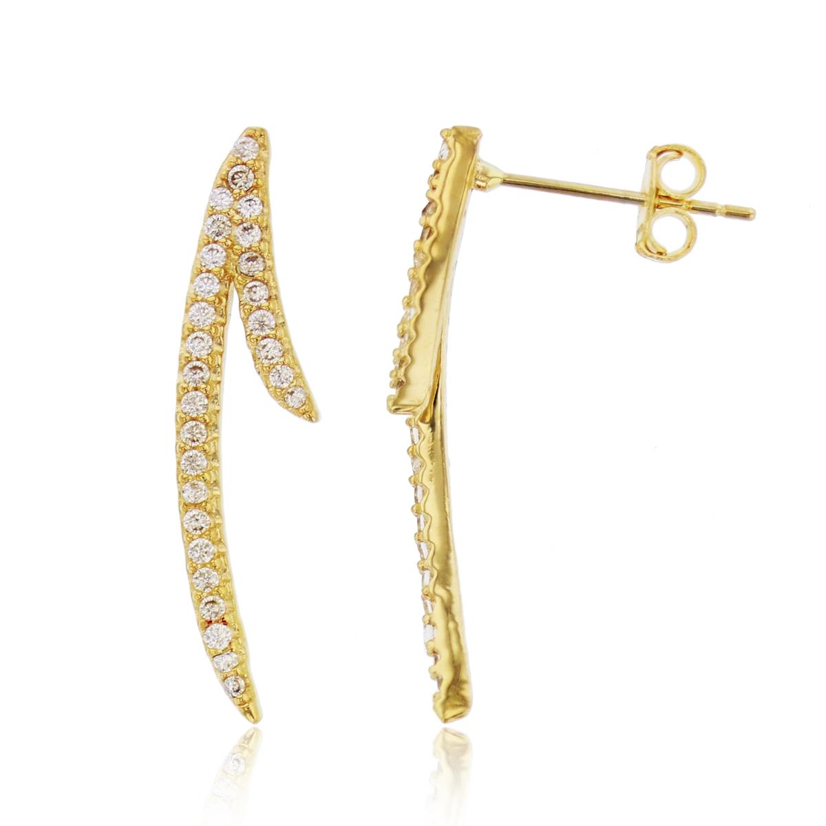 10K Yellow Gold 25x6mm Micropave Split Ear Crawler 