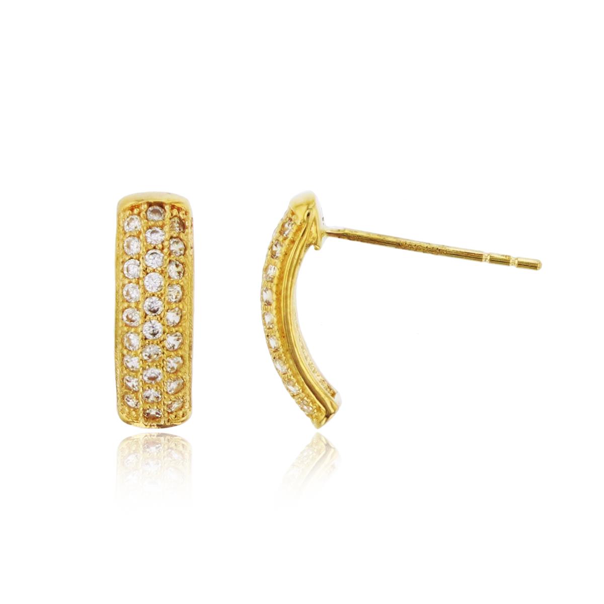 10K Yellow Gold Micropave Half Hoop Earring (No Back)