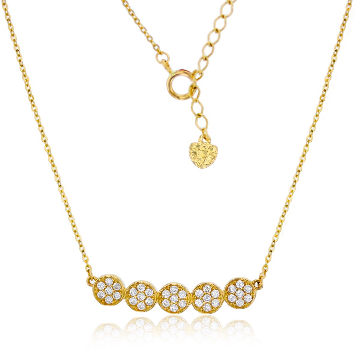 10K Yellow Gold Paved Multiple Circle 17"+1" Necklace
