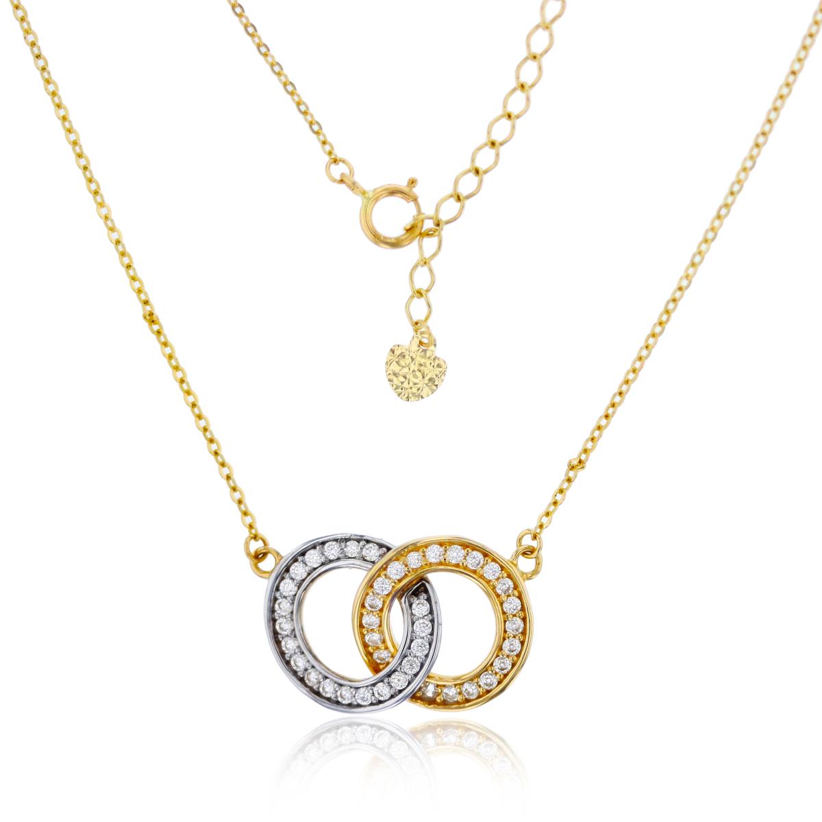 10K Two-Tone Gold Pave Interlocking Circles 17"+1" Necklace