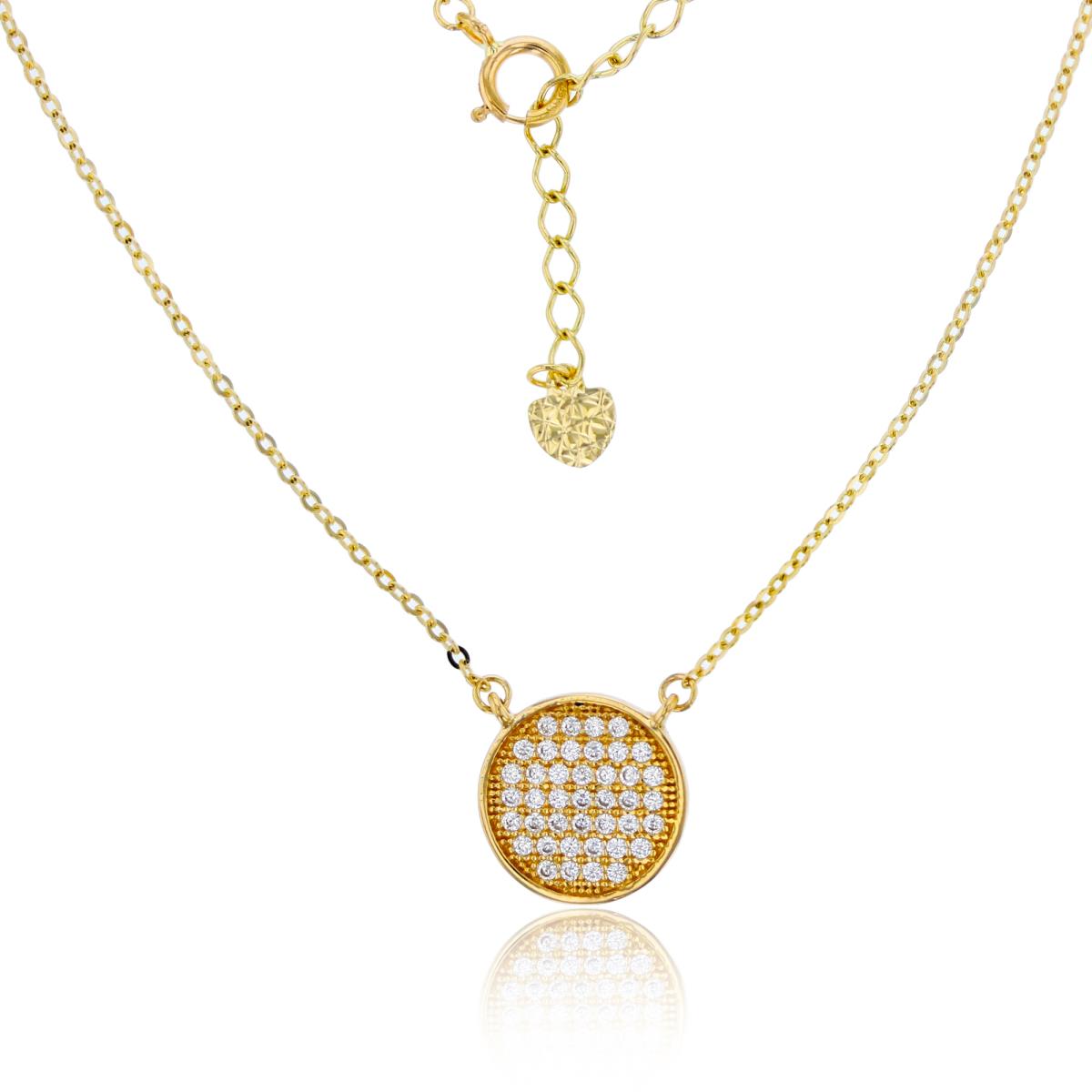 10K Yellow Gold Micropave Circle 17"+1" Necklace