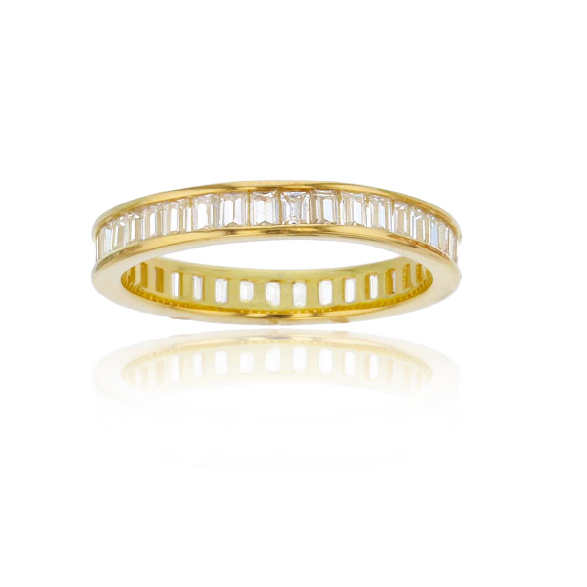 Sterling Silver 1Micron Yellow Gold SB White CZ Channel Row Band 
