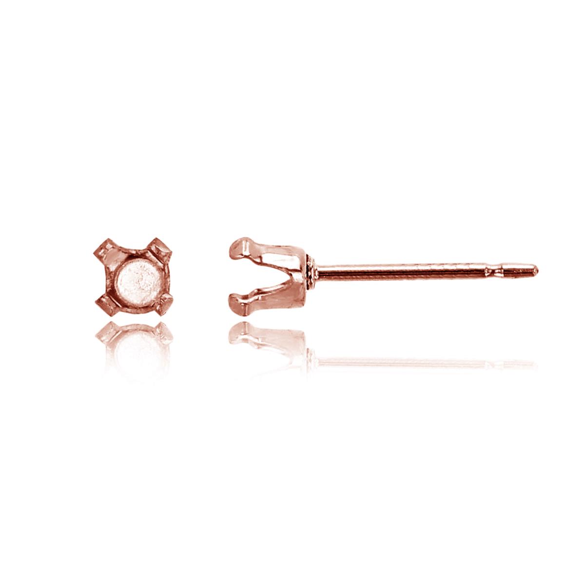 Sterling Silver Rose 3mm Round Prong Snap Stud Finding (PR)