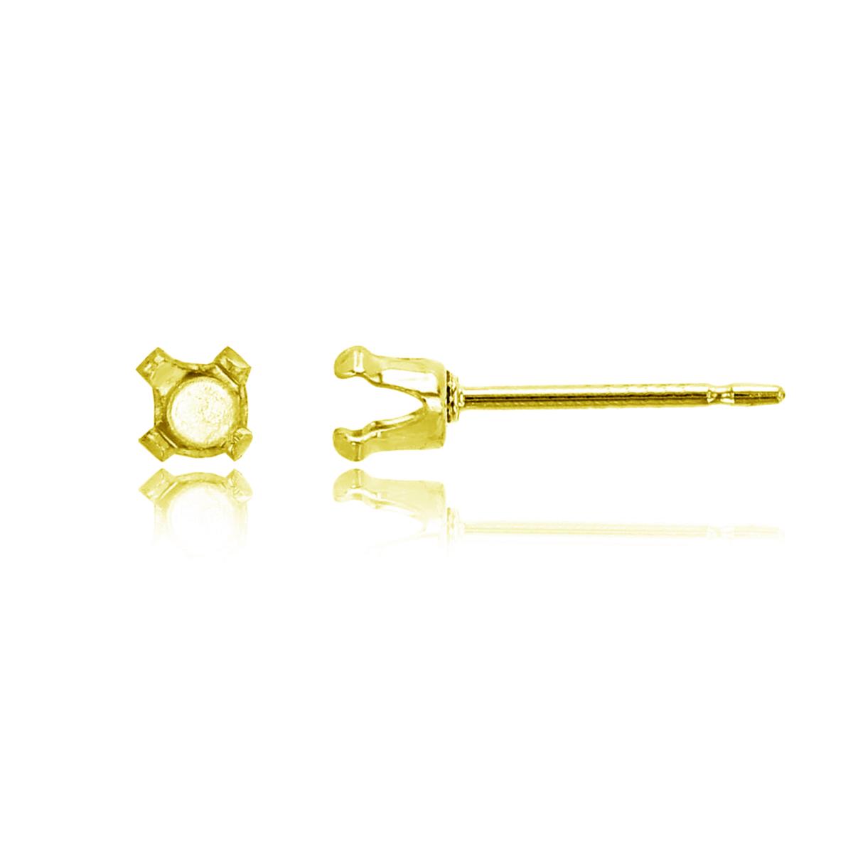 Sterling Silver Yellow 3mm Round Prong Snap Stud Finding (PR)