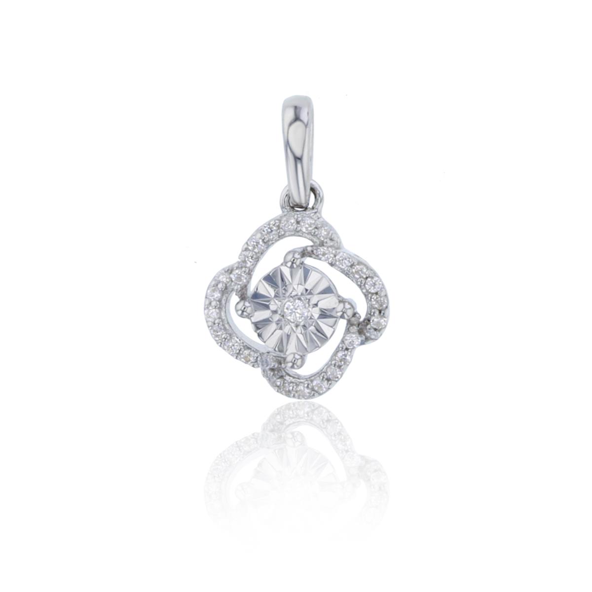 Sterling Silver Rhodium Rnd CZ Miracle Plate Knot Pendant