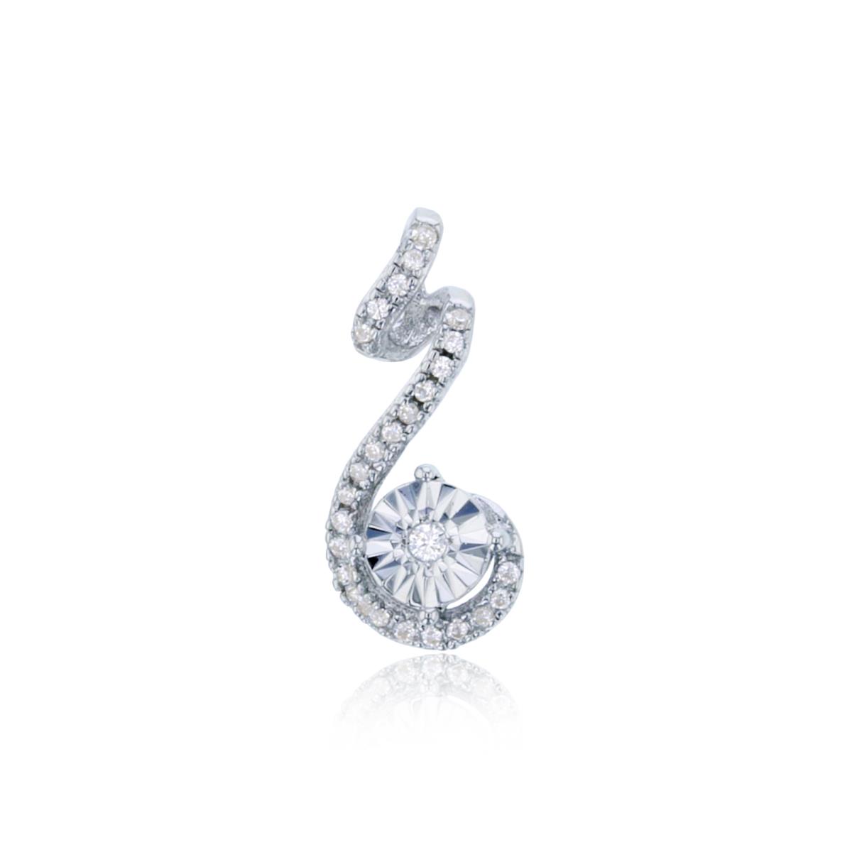 Sterling Silver Rhodium Rnd CZ Miracle Plate Spiral Pendant