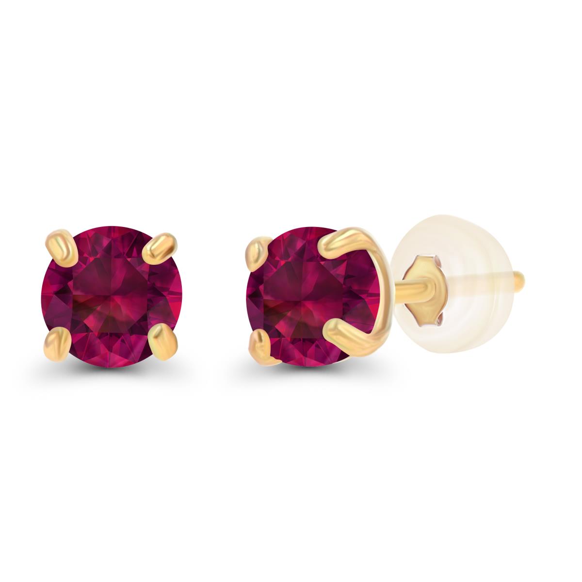 Sterling Silver Yellow 3mm Round Cr Ruby Stud Earring with Silicone Back