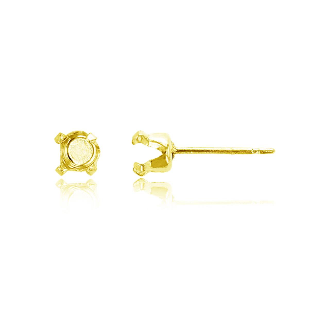 Sterling Silver Yellow 4mm Round Prong Snap Stud Finding (PR)