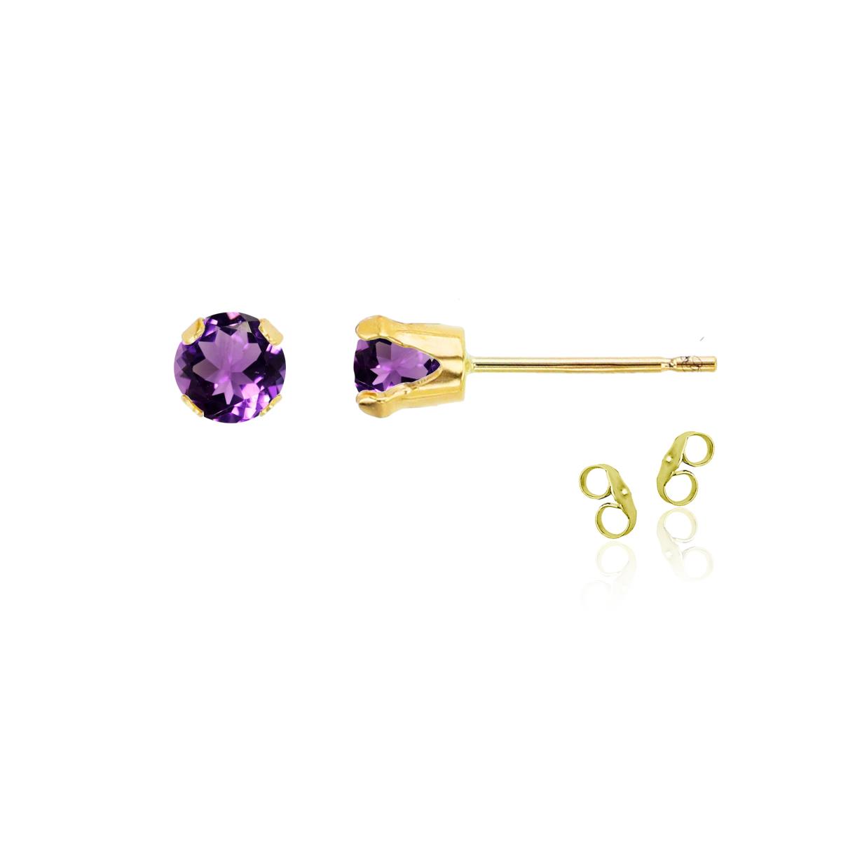 Sterling Silver Yellow 4mm Round Amethyst Stud Earring with Clutch