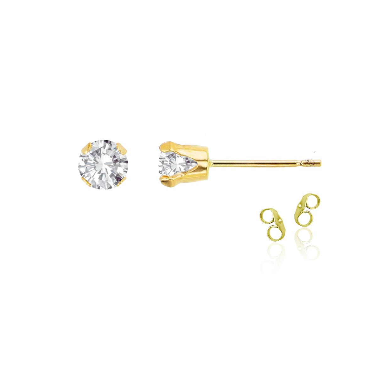 Sterling Silver Yellow 4mm Round White Topaz Stud Earring with Clutch