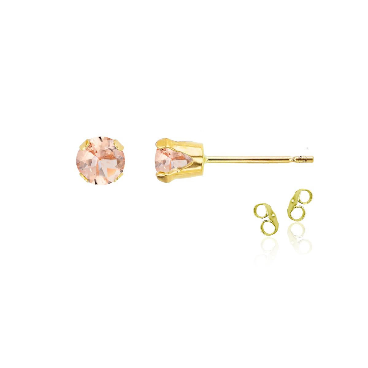 Sterling Silver Yellow 4mm Round Morganite Stud Earring with Clutch