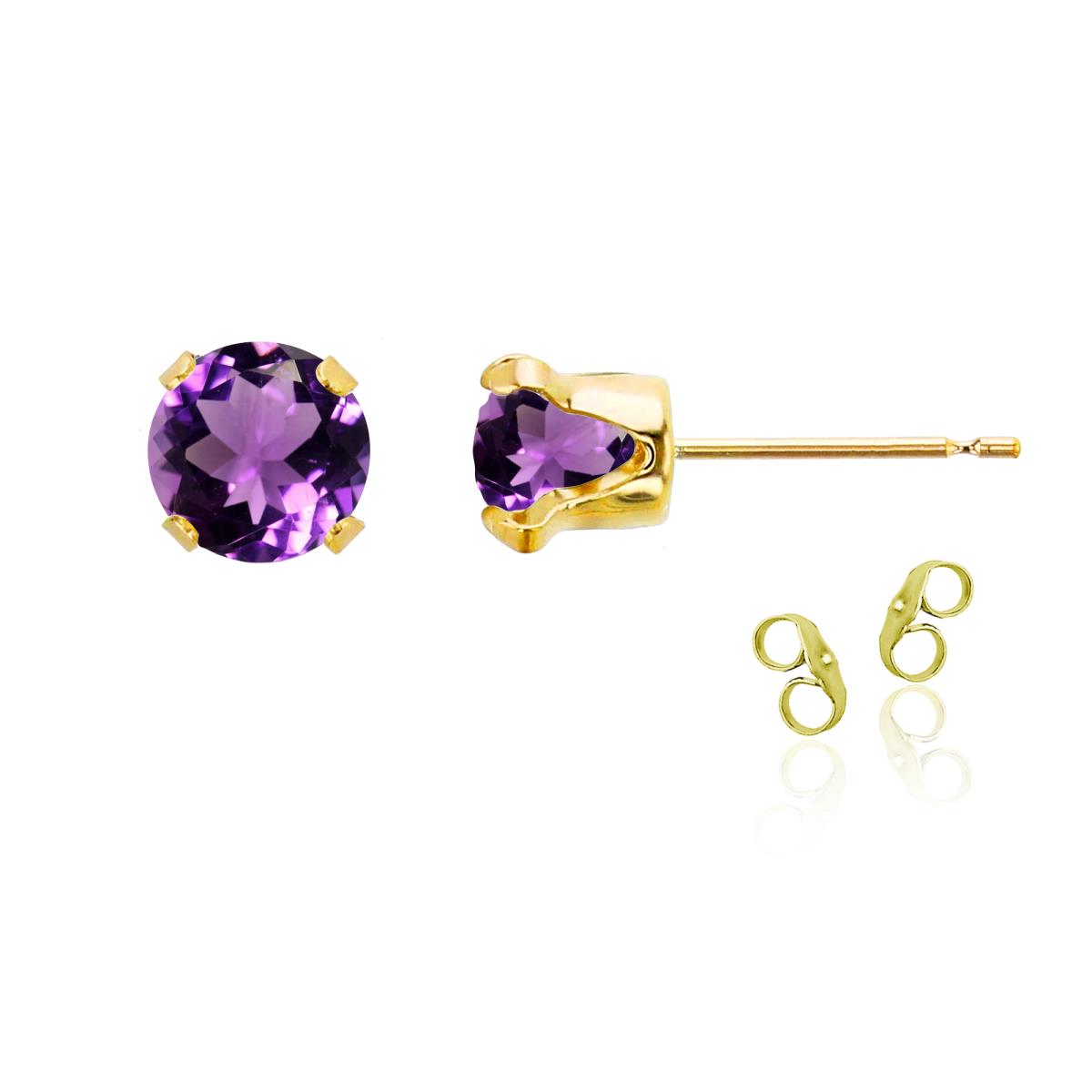 Sterling Silver Yellow 6mm Round Amethyst Stud Earring with Clutch