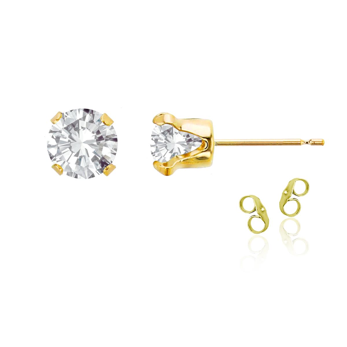 Sterling Silver Yellow 6mm Round White Topaz Stud Earring with Clutch
