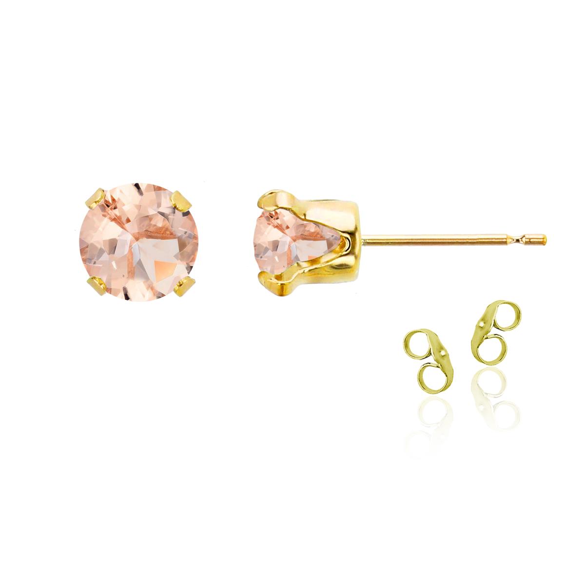 Sterling Silver Yellow 6mm Round Morganite Stud Earring with Clutch