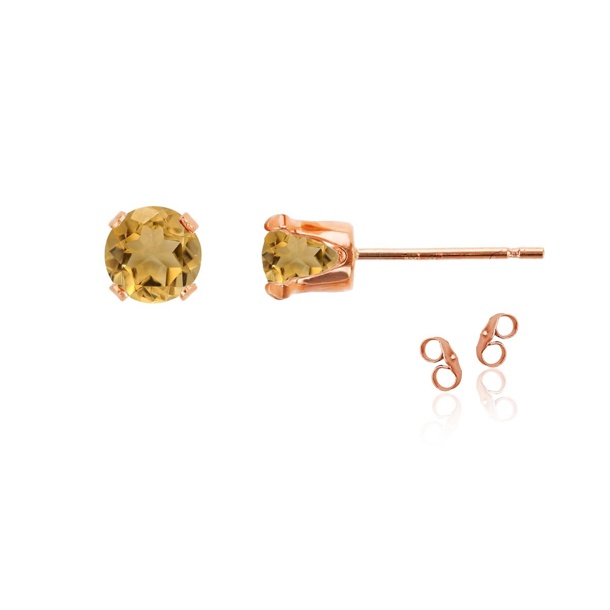 Sterling Silver Rose 5mm Round Citrine Stud Earring with Clutch