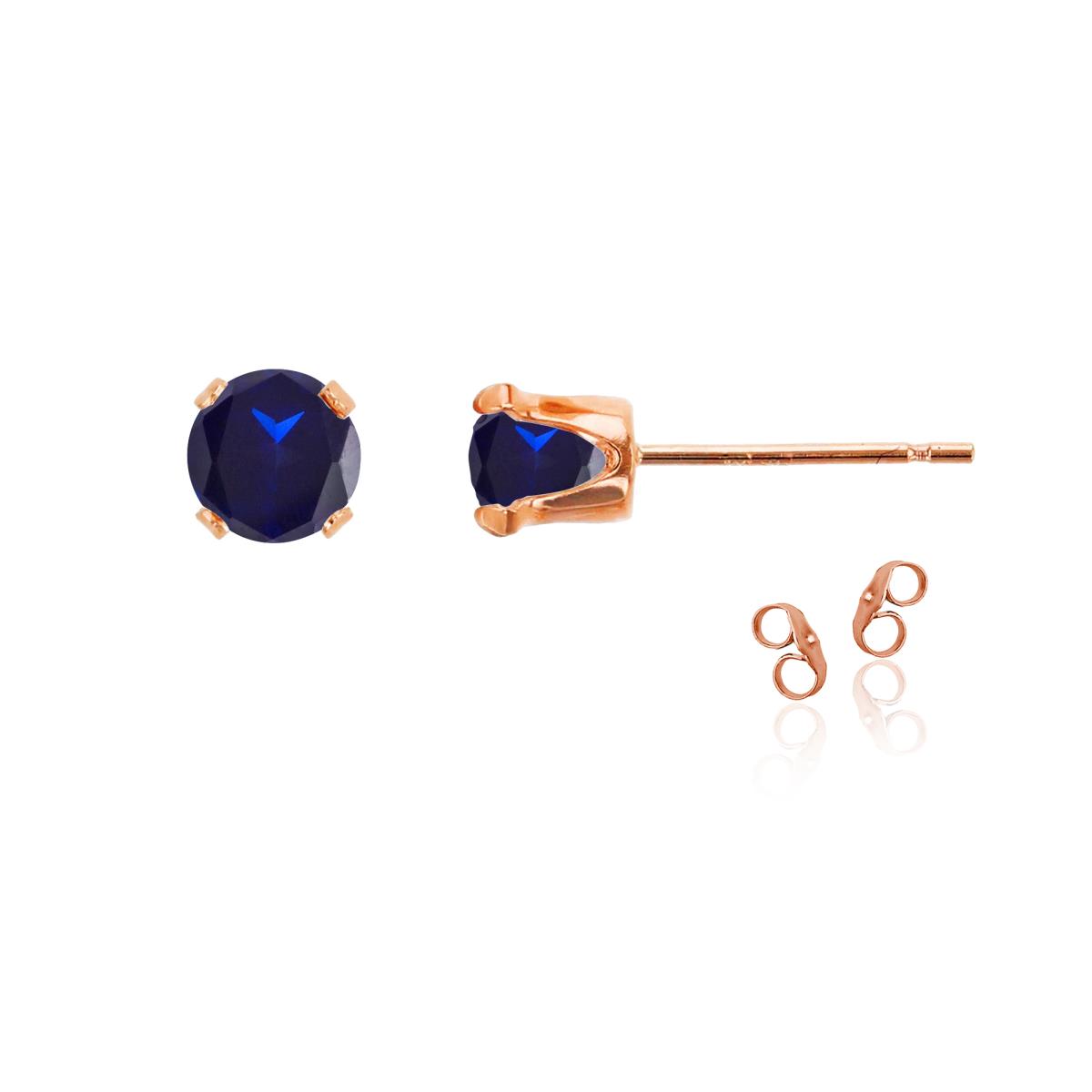 Sterling Silver Rose 5mm Round Sapphire Stud Earring with Clutch