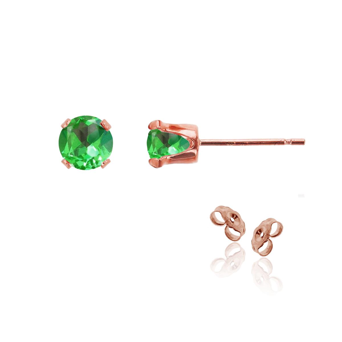 Sterling Silver Rose 5mm Round Cr Green Sapphire Stud Earring with Clutch