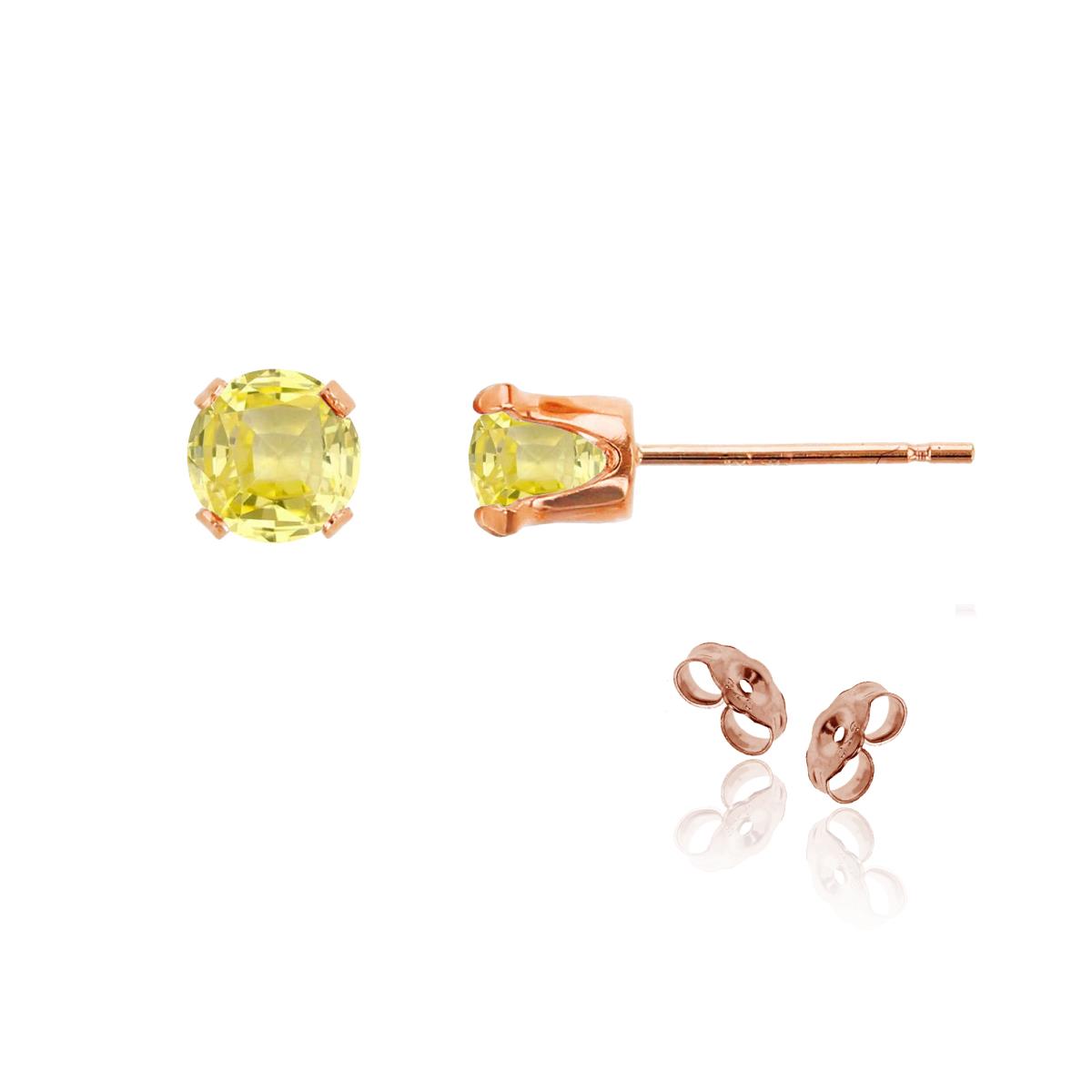 Sterling Silver Rose 5mm Round Cr Yellow Sapphire Stud Earring with Clutch