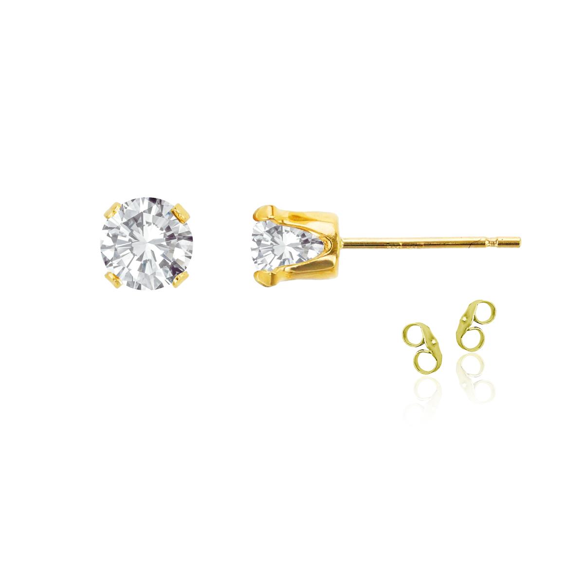 Sterling Silver Yellow 5mm Round White Topaz Stud Earring with Clutch